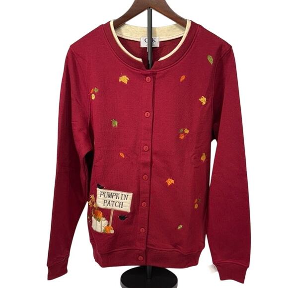 Women's New Grandma Fall Autumn‎ Thanksgiving Snap Up Sweatshirt Cardigan Size M - Picture 1 of 8